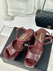 Chanel Burgundy Leather High Heels - 4