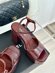 Chanel Burgundy Leather High Heels - 2