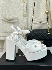 Chanel White Leather High Heels - 1