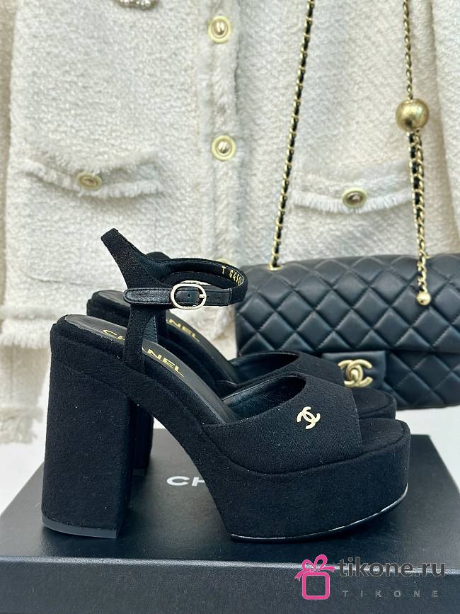 Chanel Black Fabric High Heels - 1