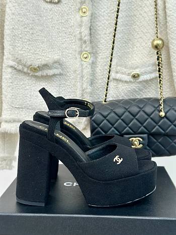 Chanel Black Fabric High Heels