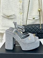 Chanel Grey Fabric High Heels - 1