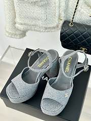 Chanel Grey Fabric High Heels - 5