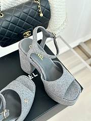 Chanel Grey Fabric High Heels - 4