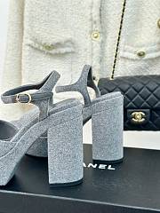 Chanel Grey Fabric High Heels - 2