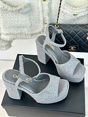 Chanel Grey Fabric High Heels - 3