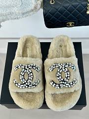 Chanel Beige Cotton Jacquard Sandals  - 4