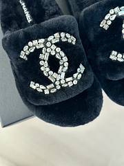 Chanel Black Cotton Jacquard Sandals - 5