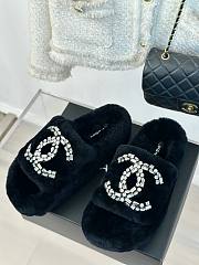 Chanel Black Cotton Jacquard Sandals - 2