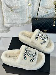 Chanel White Cotton Jacquard Sandals - 4