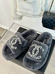 Chanel Grey Cotton Jacquard Sandals - 3