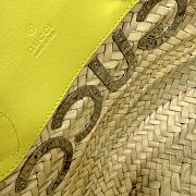 Gucci Mini Logo Straw Tote Bag With Yellow Top Handles - 20.5x19.5x13cm - 3