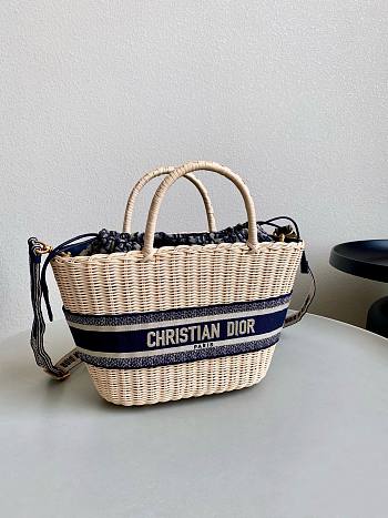 Dior Large Basket Bag With Blue Cloth 32cm