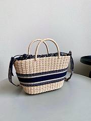 Dior Large Basket Bag With Blue Cloth 32cm - 3