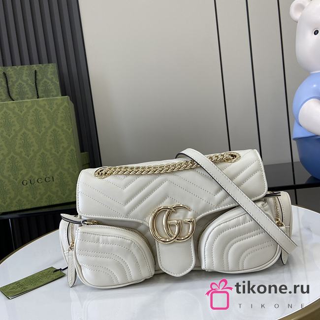 Gucci White Marmont Small Multi-Pocket Bag - 25.5x15x7cm - 1