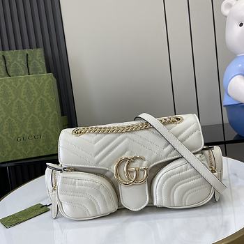 Gucci White Marmont Small Multi-Pocket Bag - 25.5x15x7cm