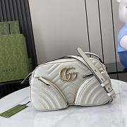 Gucci GG Marmont White Leather Shoulder Bag - 24.5x15x9cm - 1