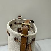 Miumiu White Canvas And Brown Leather Bucket Bag - 16x14x22cm - 5