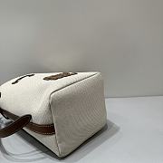 Miumiu White Canvas And Brown Leather Bucket Bag - 16x14x22cm - 4