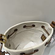 Miumiu White Canvas And Brown Leather Bucket Bag - 16x14x22cm - 3