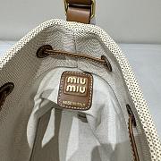 Miumiu White Canvas And Brown Leather Bucket Bag - 16x14x22cm - 2