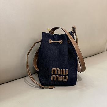 Miumiu Blue Denim Bucket Bag - 16x14x22cm