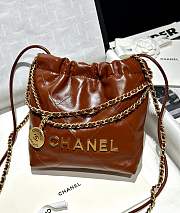 Chanel 22 Mini Handbag With Brown Lambskin - 19x20x6cm - 3