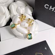 Chanel Long Earrings Green Stones - 5