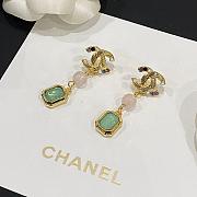 Chanel Long Earrings Green Stones - 4