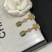 Chanel Long Earrings Green Stones - 3