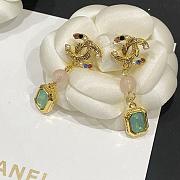 Chanel Long Earrings Green Stones - 2