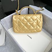 Chanel Gold Lambskin Flap Bag Top Handles - 11x17x6cm - 2