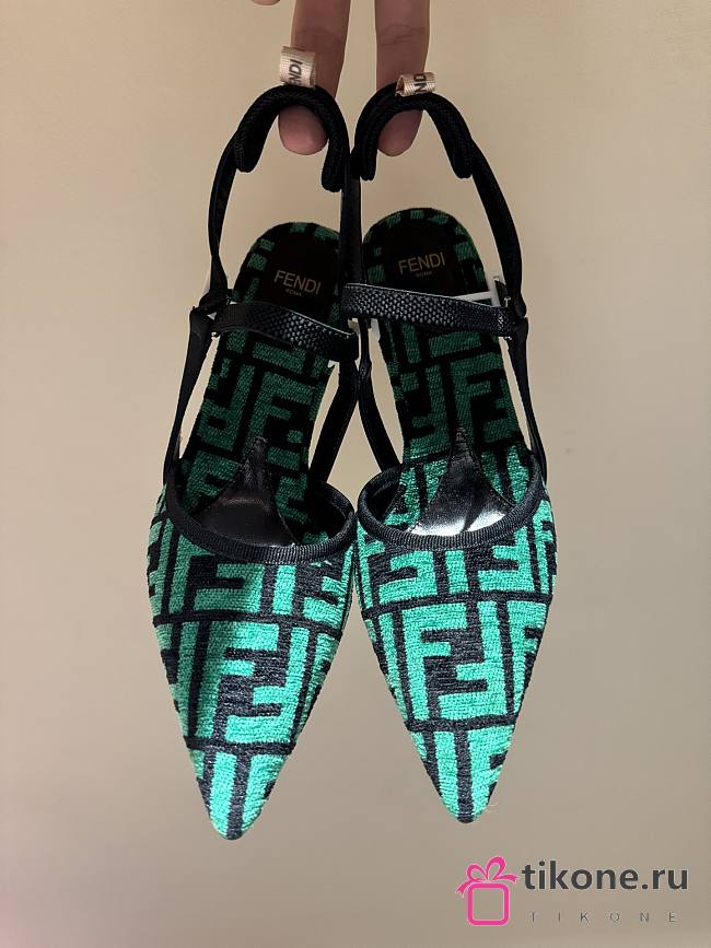 Fendi FF Logo Green High Heels - 1