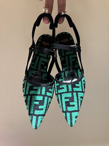 Fendi FF Logo Green High Heels