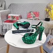 DG Green Satin Sandal With Polka Dot Print - 5