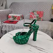 DG Green Satin Sandal With Polka Dot Print - 4