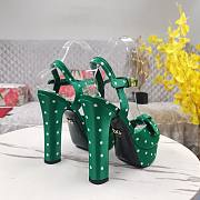 DG Green Satin Sandal With Polka Dot Print - 3