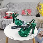 DG Green Satin Sandal With Polka Dot Print - 2