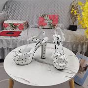 DG White Satin Sandal With Polka Dot Print - 1