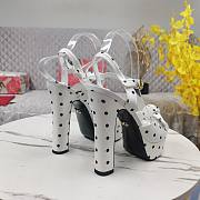 DG White Satin Sandal With Polka Dot Print - 5