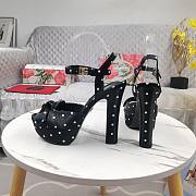 DG Black Satin Sandal With Polka Dot Print - 5