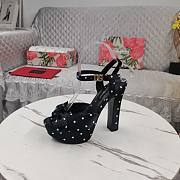 DG Black Satin Sandal With Polka Dot Print - 4