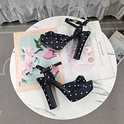 DG Black Satin Sandal With Polka Dot Print - 2