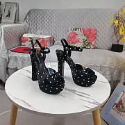 DG Black Satin Sandal With Polka Dot Print - 3