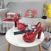 DG Red Satin Sandal With Polka Dot Print - 5