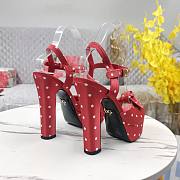 DG Red Satin Sandal With Polka Dot Print - 4