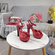 DG Red Satin Sandal With Polka Dot Print - 2