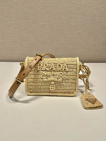 Prada Mini Natural Raffia Handbag - 16.5x12x5cm