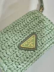 Prada Mini Green Raffia Chain Wallet - 11.5x8cm - 2