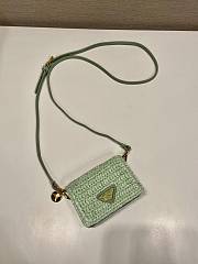 Prada Mini Green Raffia Chain Wallet - 11.5x8cm - 4